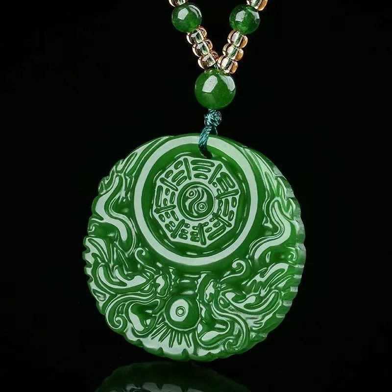 Retro Ethnic Wind Green Round Jade Pendant, Unisex Pendant
Retro Ethnic Wind Green Round Jade Pendant, Unisex Pendant