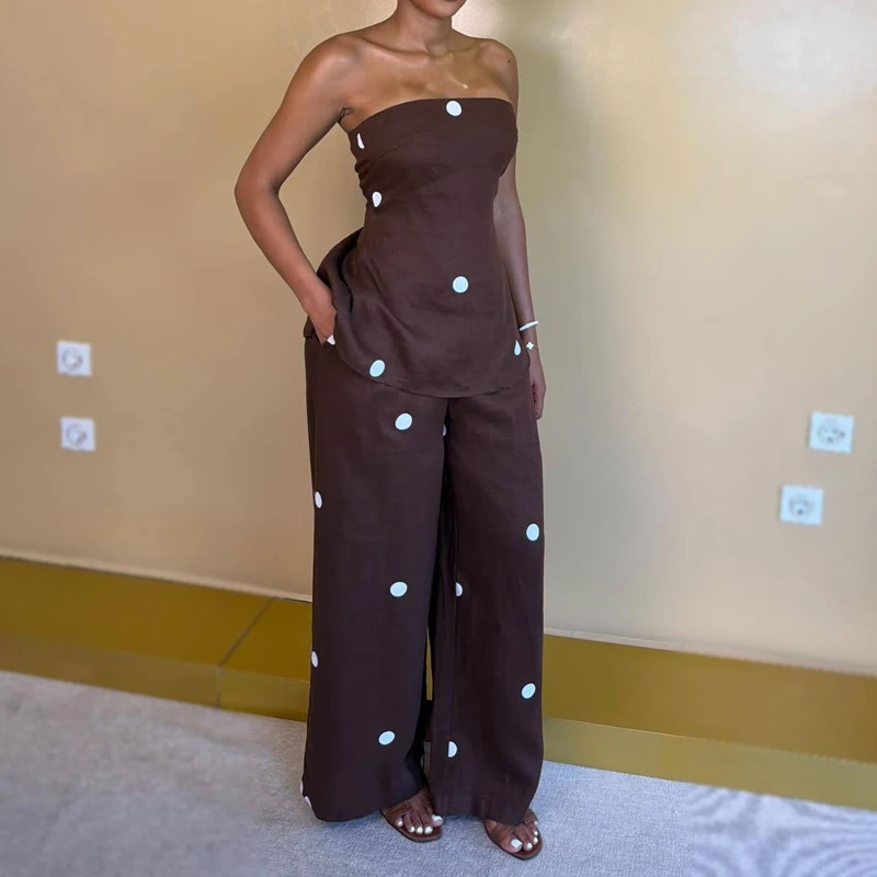 Women Fashion Hight Waist All-Matching 2Pc Sets Vintage Polka Point Print 2Pc Outfits Sexy Strapless Sleeveless Top & Pant Suit
Women Fashion Hight Waist All-Matching 2Pc Sets Vintage Polka Point Print 2Pc Outfits Sexy Strapless Sleeveless Top & Pant Suit