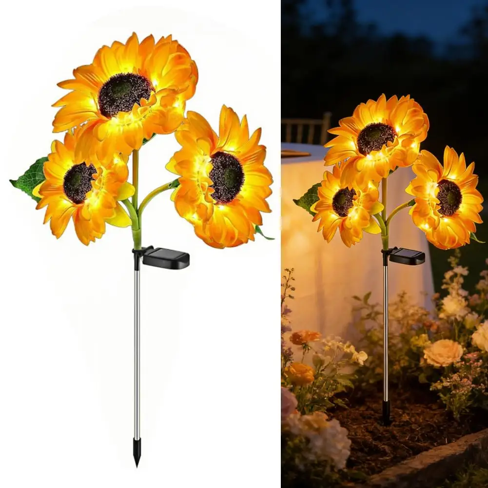 Solar Powered Sunflower Garden Lights 3 Heads Waterproof Outdoor Lawn Stake Lamp For Yard Porch Landscape Atmosphere Decor
Solar Powered Sunflower Garden Lights 3 Heads Waterproof Outdoor Lawn Stake Lamp For Yard Porch Landscape Atmosphere Decor