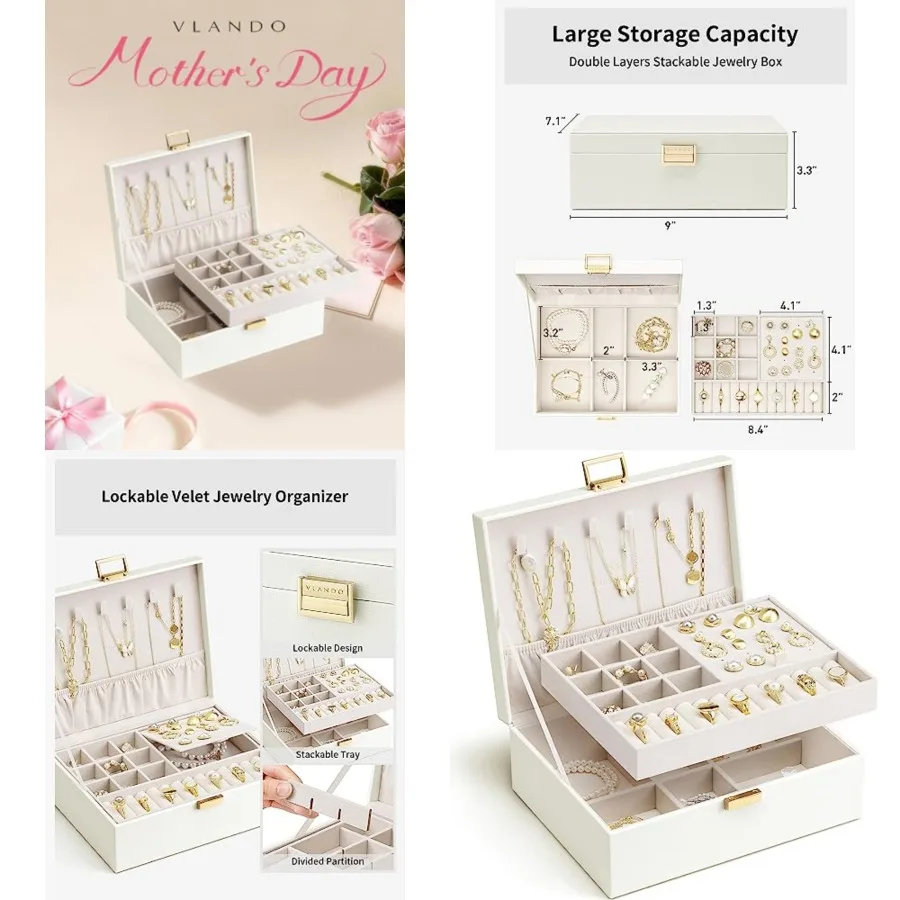 Jewelry Box for Women, Gift for Women Girls, 2 Layer Jewelry Box, Large Jewelry Organizer for Women Removable Jewelery Tray for
Jewelry Box for Women, Gift for Women Girls, 2 Layer Jewelry Box, Large Jewelry Organizer for Women Removable Jewelery Tray for