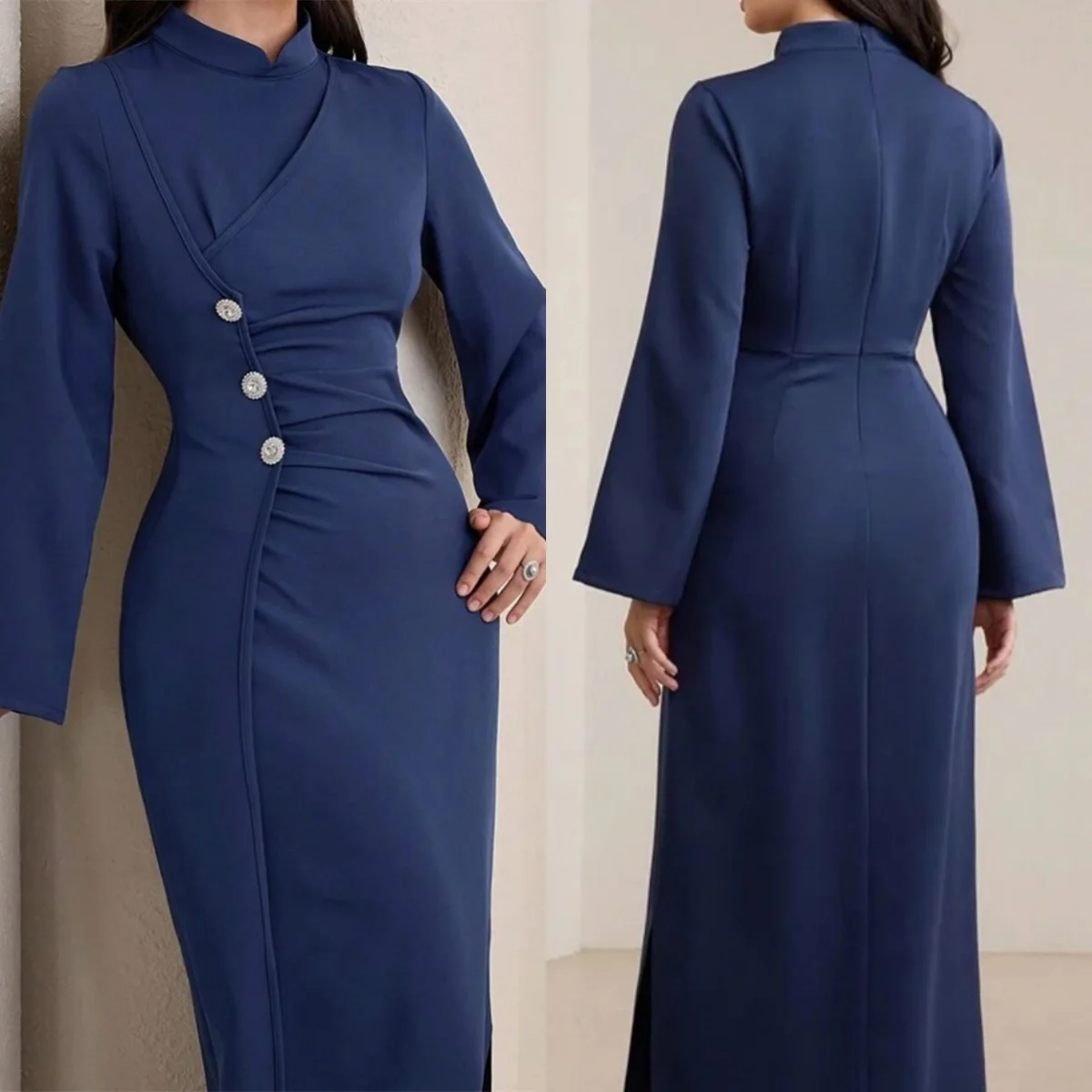 Customized Simple Blue Jersey Evening Dress Elegant High Collar Long Sleeves Homecoming Dresses Modern Special Occasion Gowns
Customized Simple Blue Jersey Evening Dress Elegant High Collar Long Sleeves Homecoming Dresses Modern Special Occasion Gowns