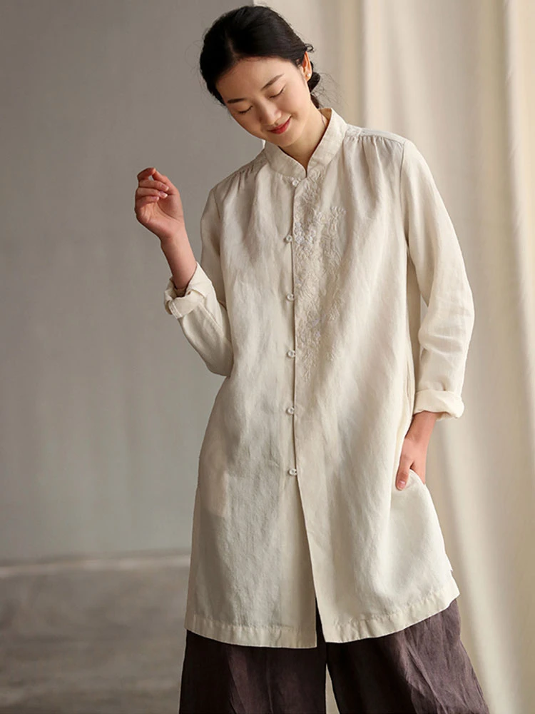 Cotton Linen Chinese Style Women Shirt 2025 Spring New Arrival Fashion Embroidery Long Sleeve Solid Color Long Shirts T258
Cotton Linen Chinese Style Women Shirt 2025 Spring New Arrival Fashion Embroidery Long Sleeve Solid Color Long Shirts T258