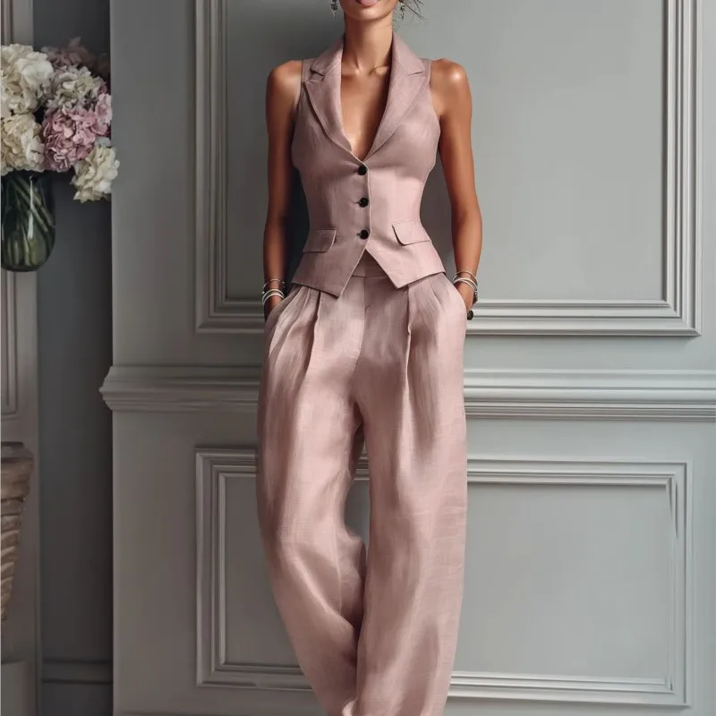 2026 Summer Women Two Piece Set Single-breasted Sleeveless Vest Top And Trousers Pants Set Suit Office Ladies Suits
2026 Summer Women Two Piece Set Single-breasted Sleeveless Vest Top And Trousers Pants Set Suit Office Ladies Suits