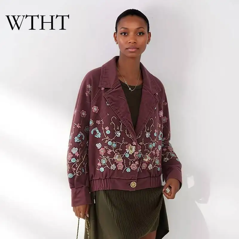 WTHT Vintage Women's Embroidery Sequins Flower Shirred Hem Denim Coat 2026 Summer Long-sleeve Lapel Casual Jacket Female 1LS3122
WTHT Vintage Women's Embroidery Sequins Flower Shirred Hem Denim Coat 2026 Summer Long-sleeve Lapel Casual Jacket Female 1LS3122
