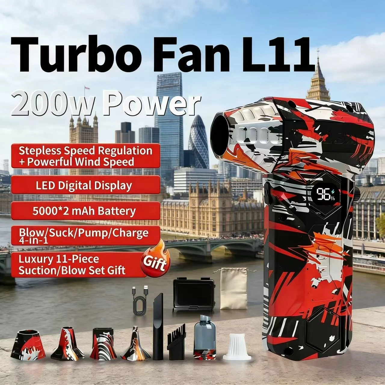 L11Pro Воздуходувка 990000 об/мин Турбоструйный вентилятор Мощный компьютерный пылеудув Инструменты для очистки Тип-C Перезарядка Портативная ручная дрейка
L11Pro Воздуходувка 990000 об/мин Турбоструйный вентилятор Мощный компьютерный пылеудув Инструменты для очистки Тип-C Перезарядка Портативная ручная дрейка