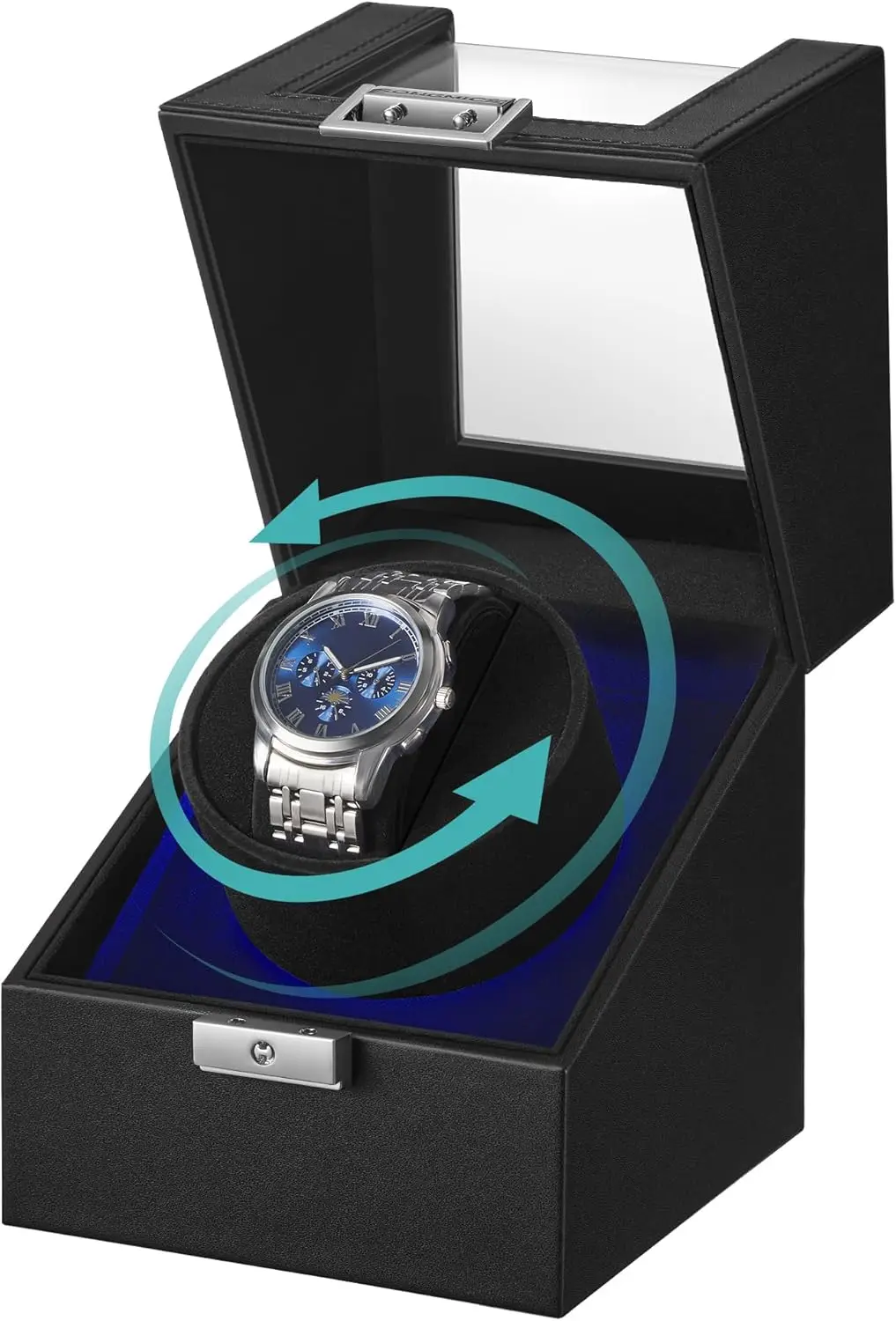 Automatic Single Watch Winder Box with Quiet Motor, LED Light, Adjustable Pillow, Lock, 4 Winding Settings for Automatic Watches
Automatic Single Watch Winder Box with Quiet Motor, LED Light, Adjustable Pillow, Lock, 4 Winding Settings for Automatic Watches