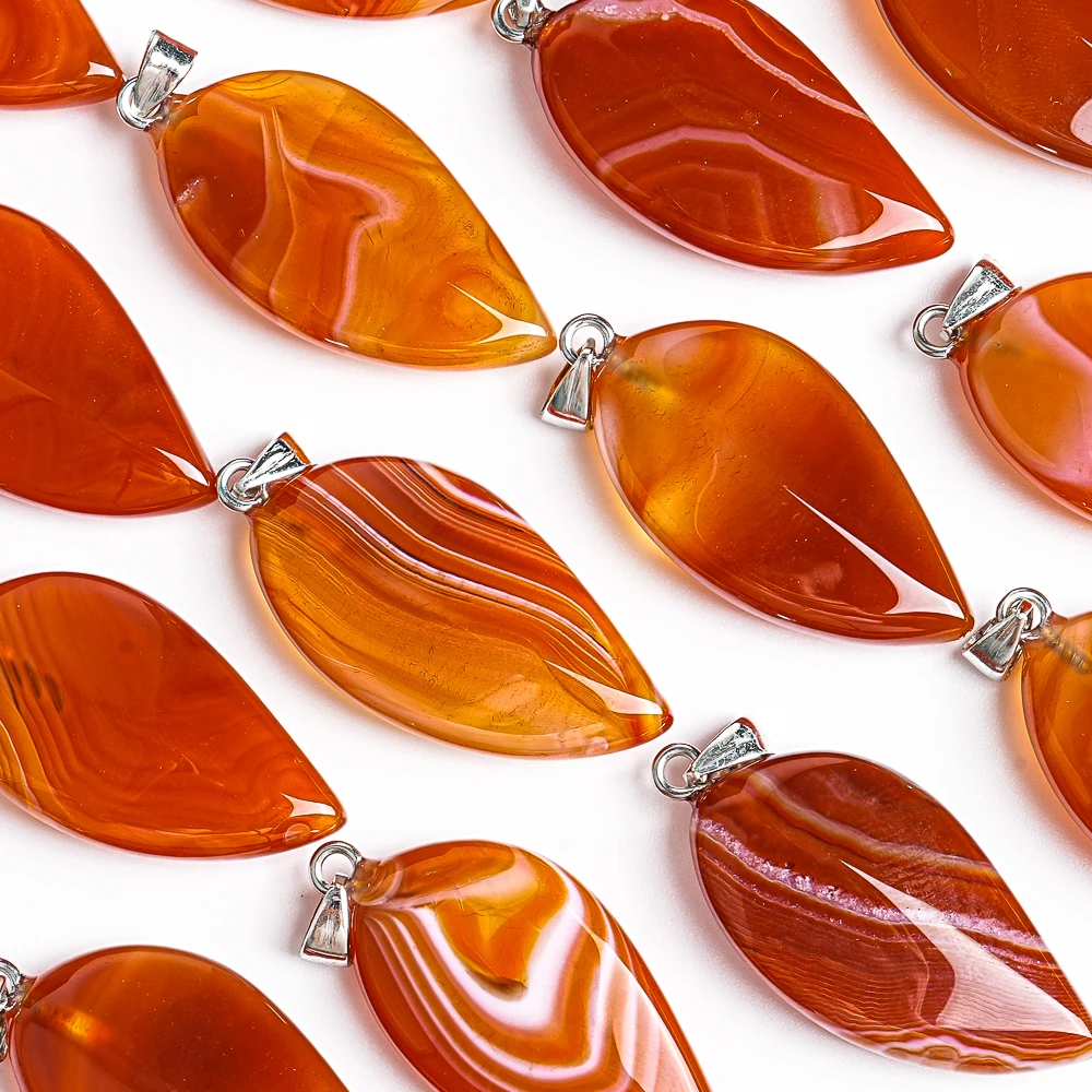 1Pcs Orange Red Agate Pendant Leaf Design 39X22X8mm Dainty Dangle Charm Necklace for Jewelry Making DIY
1Pcs Orange Red Agate Pendant Leaf Design 39X22X8mm Dainty Dangle Charm Necklace for Jewelry Making DIY