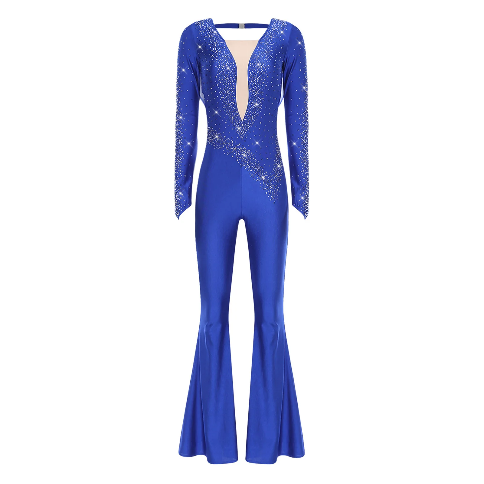 Women Glittery Rhinestone Latin Jazz Dance Rompers Jumpsuit Long Sleeve Back Cutout Patchwork Ruched Mesh Overlay Ballet Dresses
Women Glittery Rhinestone Latin Jazz Dance Rompers Jumpsuit Long Sleeve Back Cutout Patchwork Ruched Mesh Overlay Ballet Dresses