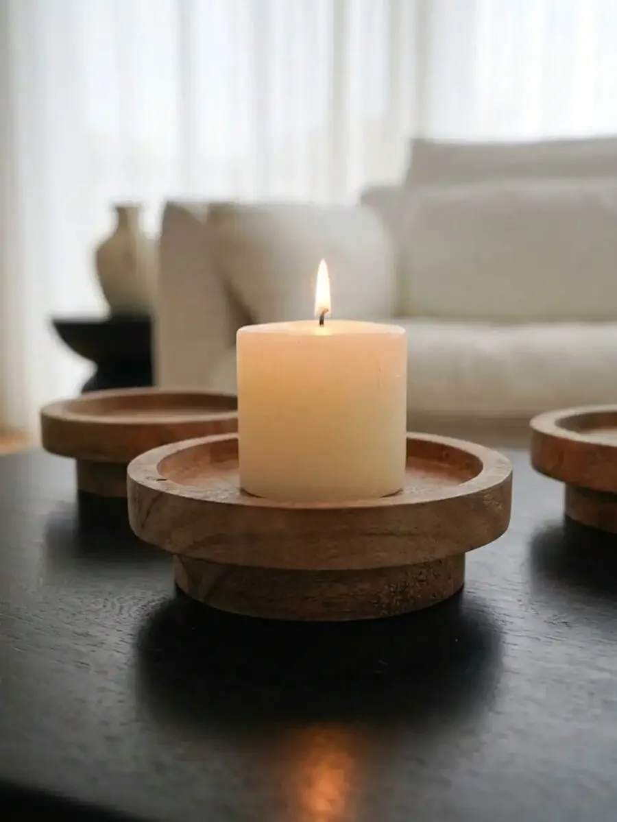 Handcrafted Solid Wood Candle Tray – Distressed Rustic Round Plate For Candlestick, Minimalist Living Room Decor
Handcrafted Solid Wood Candle Tray – Distressed Rustic Round Plate For Candlestick, Minimalist Living Room Decor