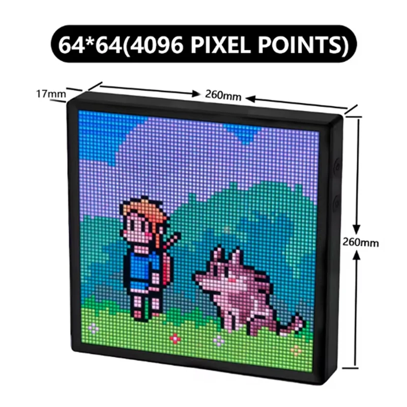 B48A LED Pixel Display 64X64 RGB LED Matrix Panel Programmable Pixel Art Display With Bluetooth APP Control Pixel Screen
B48A LED Pixel Display 64X64 RGB LED Matrix Panel Programmable Pixel Art Display With Bluetooth APP Control Pixel Screen