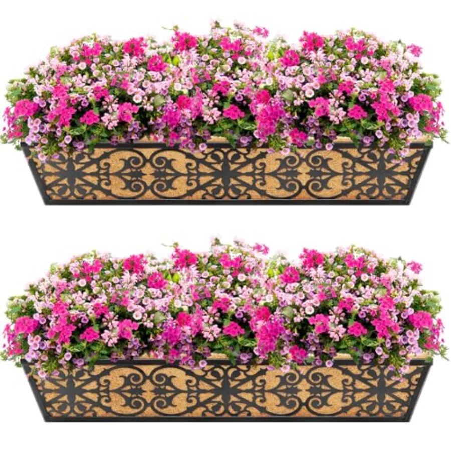 2 Pack Window Boxes Planters with Adjustable Brackets and Coco Liners Fabric Plant Grow Bags Deck es Balcony Hanging Flower Box
2 Pack Window Boxes Planters with Adjustable Brackets and Coco Liners Fabric Plant Grow Bags Deck es Balcony Hanging Flower Box