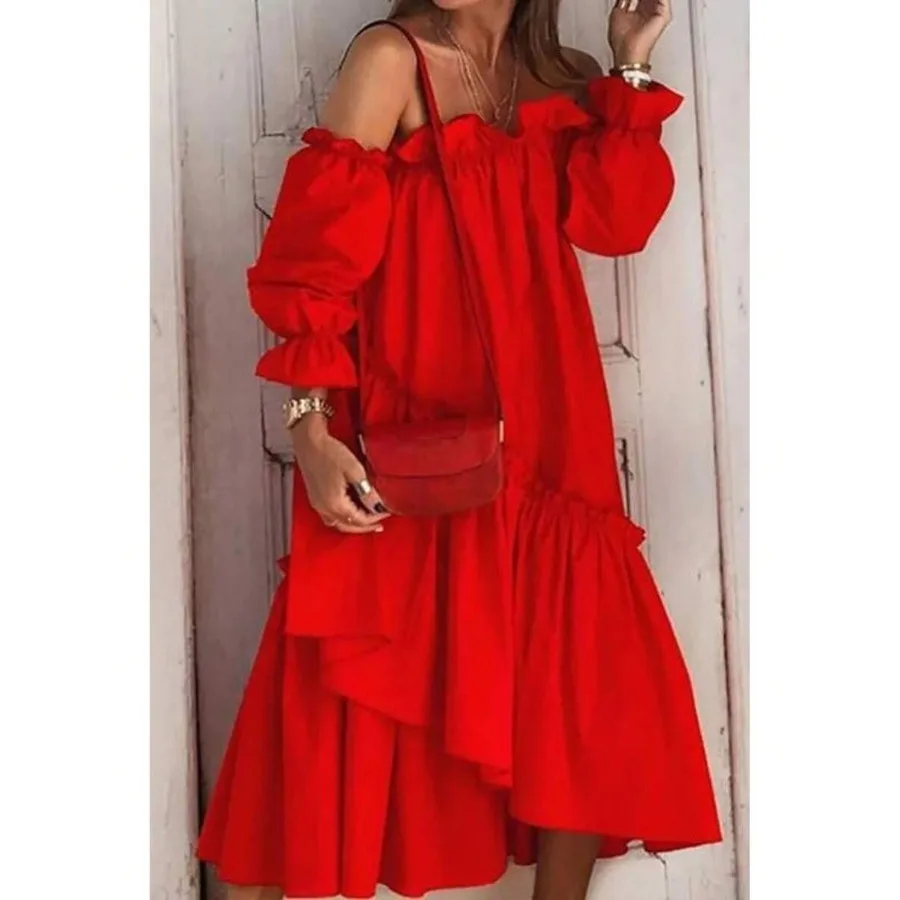 【New style】Romantic, Basic, Feminine, Office, Oversized, Soft, Polished. Fall Winter. Home, Lounge. Off-Shoulder Maxi Dress, Ca
【New style】Romantic, Basic, Feminine, Office, Oversized, Soft, Polished. Fall Winter. Home, Lounge. Off-Shoulder Maxi Dress, Ca