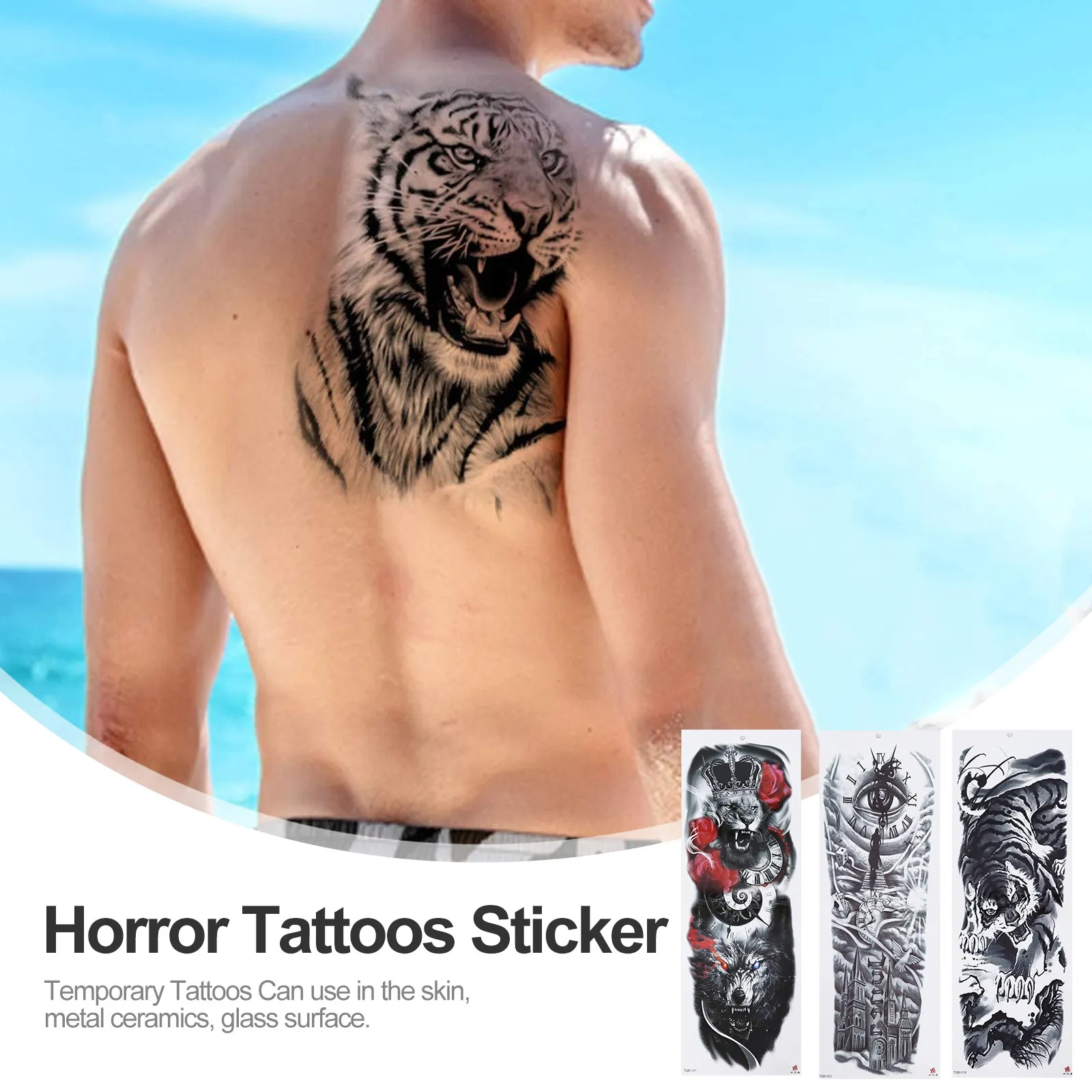8pcs Temporary Tattoos Stickers Cool Waterproof Body Art for Men Women Arm Decals Transfer Halloween Photo
8pcs Temporary Tattoos Stickers Cool Waterproof Body Art for Men Women Arm Decals Transfer Halloween Photo