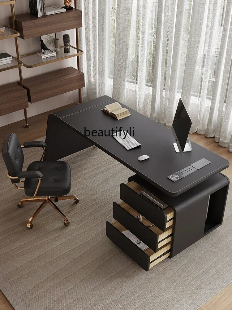 ls 27cqyItalian saddle leather desk modern simple home computer desk boss desk 
ls 27cqyItalian saddle leather desk modern simple home computer desk boss desk