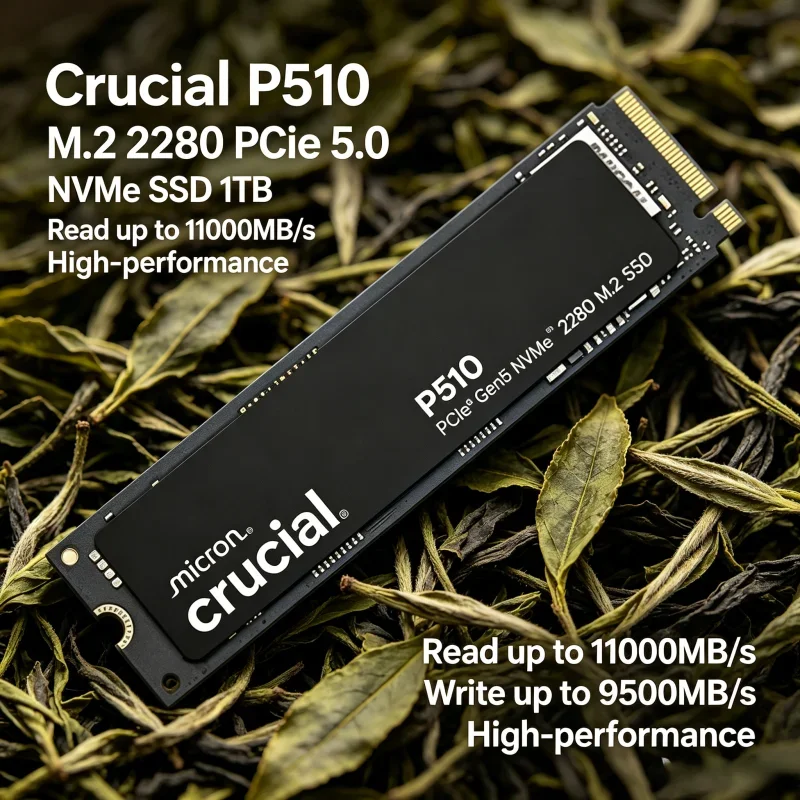 Crucial P510 1TB M.2 2280 PCIe 5.0 NVMe SSD, 11000MB/s Read, 9500MB/s Write, High Speed Drive Upgraded from P3 Plus
Crucial P510 1TB M.2 2280 PCIe 5.0 NVMe SSD, 11000MB/s Read, 9500MB/s Write, High Speed Drive Upgraded from P3 Plus