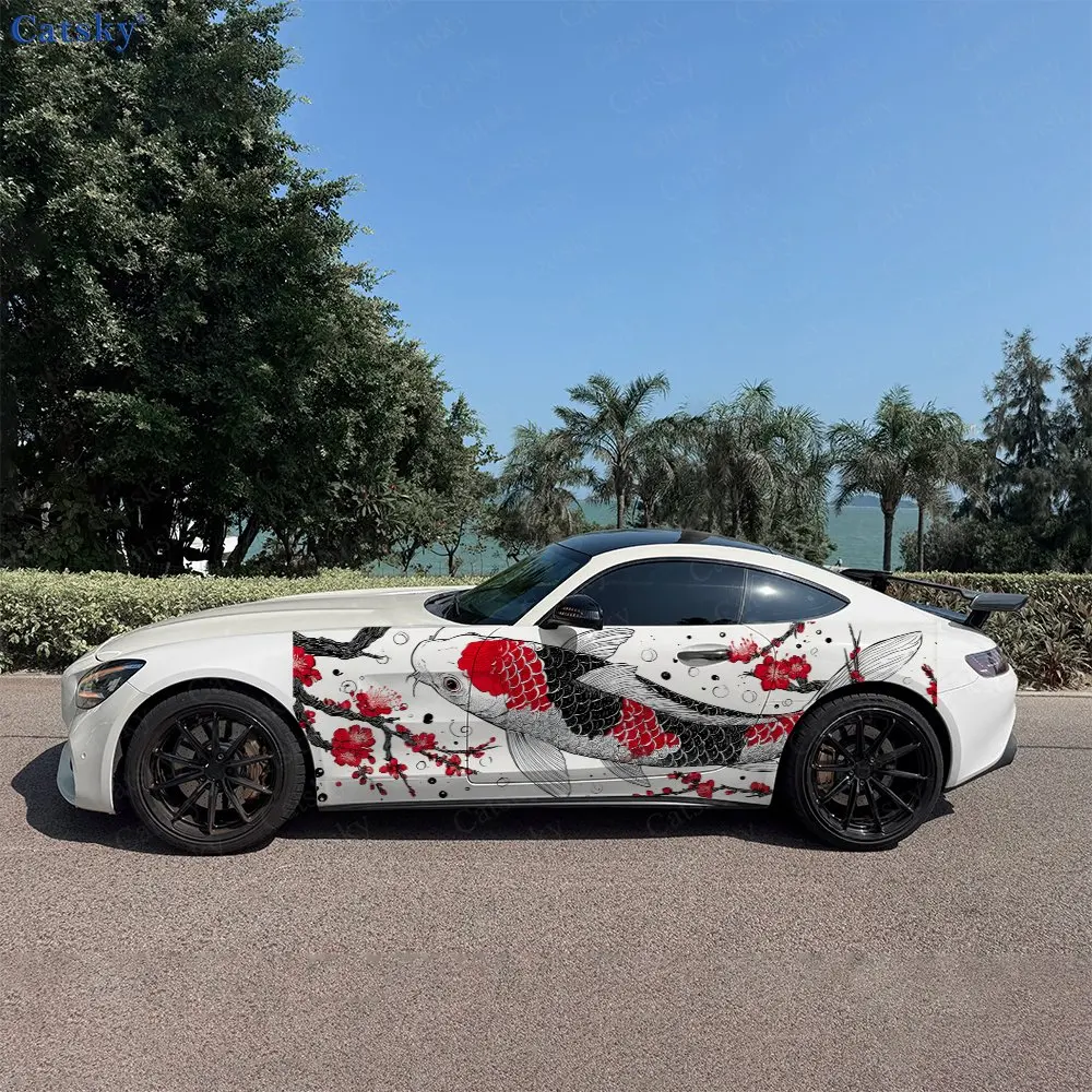 2pcs Red & Black Koi with Floral Car Side Wraps, Self-Adhesive PVC Waterproof & Scratch-Resistant Stickers, Car Accessory Gift
2pcs Red & Black Koi with Floral Car Side Wraps, Self-Adhesive PVC Waterproof & Scratch-Resistant Stickers, Car Accessory Gift