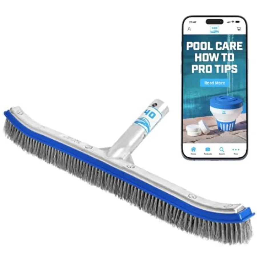 Heavy Duty Pool Brush - 18-inch Extra-Wide Metal Brush Head with Stainl Steel Wire Bristles and Curved Edges for Cleaning Pool
Heavy Duty Pool Brush - 18-inch Extra-Wide Metal Brush Head with Stainl Steel Wire Bristles and Curved Edges for Cleaning Pool