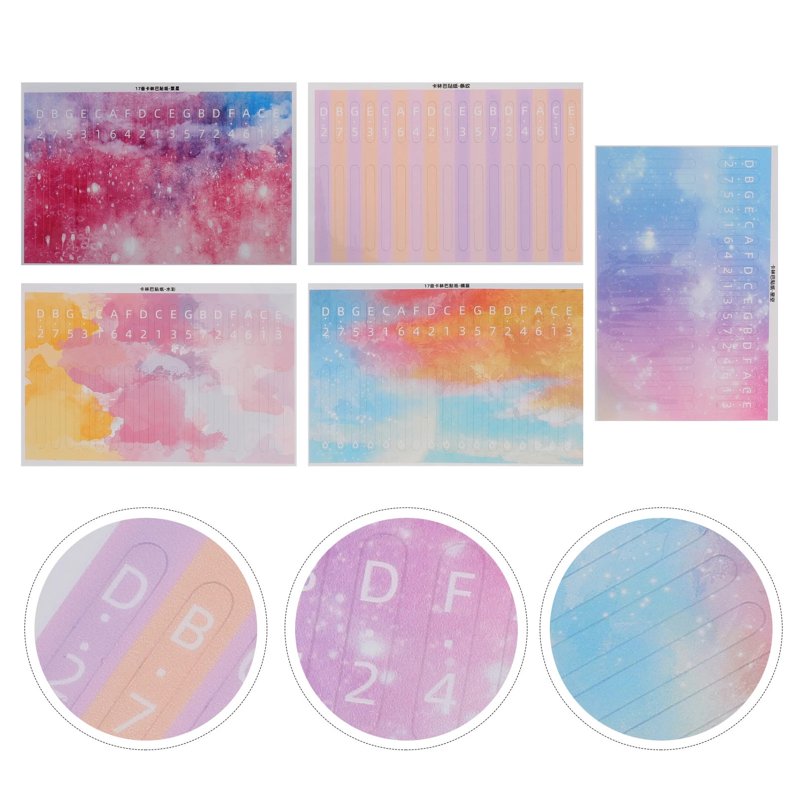 5 Pcs Keyboard Stickers 17 Tone Kalimba Colorful Thumb Piano Finger Instrument Note Training Decoration Scale
5 Pcs Keyboard Stickers 17 Tone Kalimba Colorful Thumb Piano Finger Instrument Note Training Decoration Scale