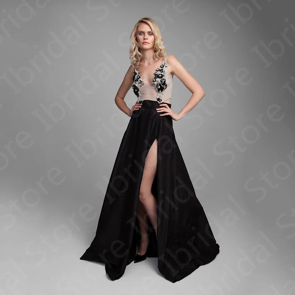 Unique Sexy Black Evening Dresses 2023 On Sale Side Split Wedding Party Gowns Sleeveless Prom V Neckline Flowers Latest
Unique Sexy Black Evening Dresses 2023 On Sale Side Split Wedding Party Gowns Sleeveless Prom V Neckline Flowers Latest