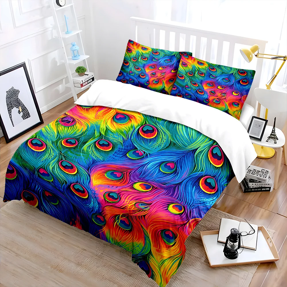 Colorful Peacock Feather Art Bedding Set for Kids Luxury Gift 3pcs Digital Print Comforter Set Soft Comfortable Breathable
Colorful Peacock Feather Art Bedding Set for Kids Luxury Gift 3pcs Digital Print Comforter Set Soft Comfortable Breathable