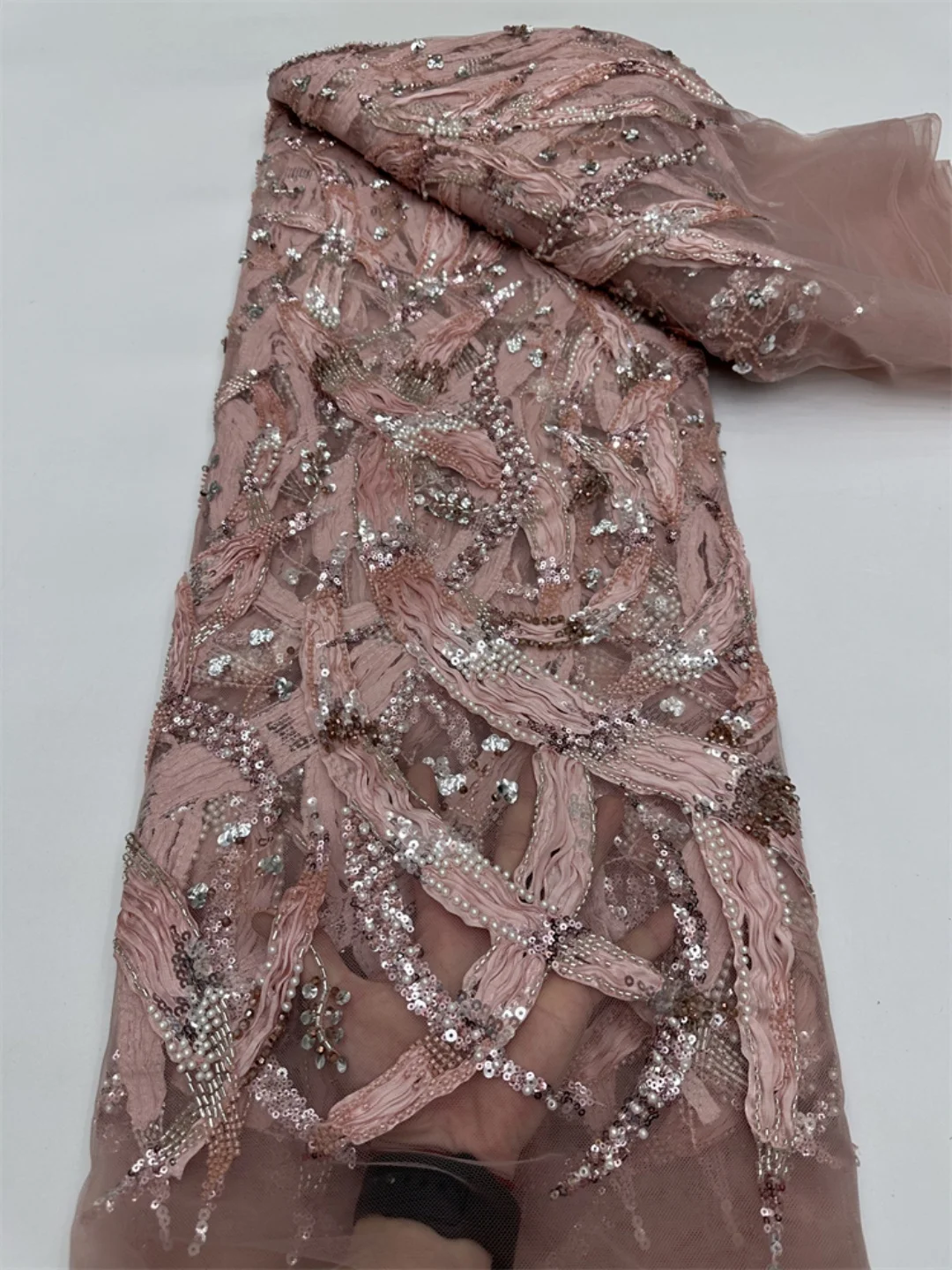 5 Yards 3D Lace Fabric 2026 High Quality Embroidery Lace Nigerian Pearl Beads Sequins Tulle Lace Fabric for Wedding Dress Sewing
5 Yards 3D Lace Fabric 2026 High Quality Embroidery Lace Nigerian Pearl Beads Sequins Tulle Lace Fabric for Wedding Dress Sewing