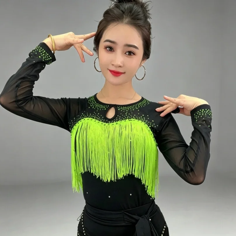 ballroom line american Latin dance clothing women top fringed chacha tassle competition samba Dancewear top costume practice
ballroom line american Latin dance clothing women top fringed chacha tassle competition samba Dancewear top costume practice