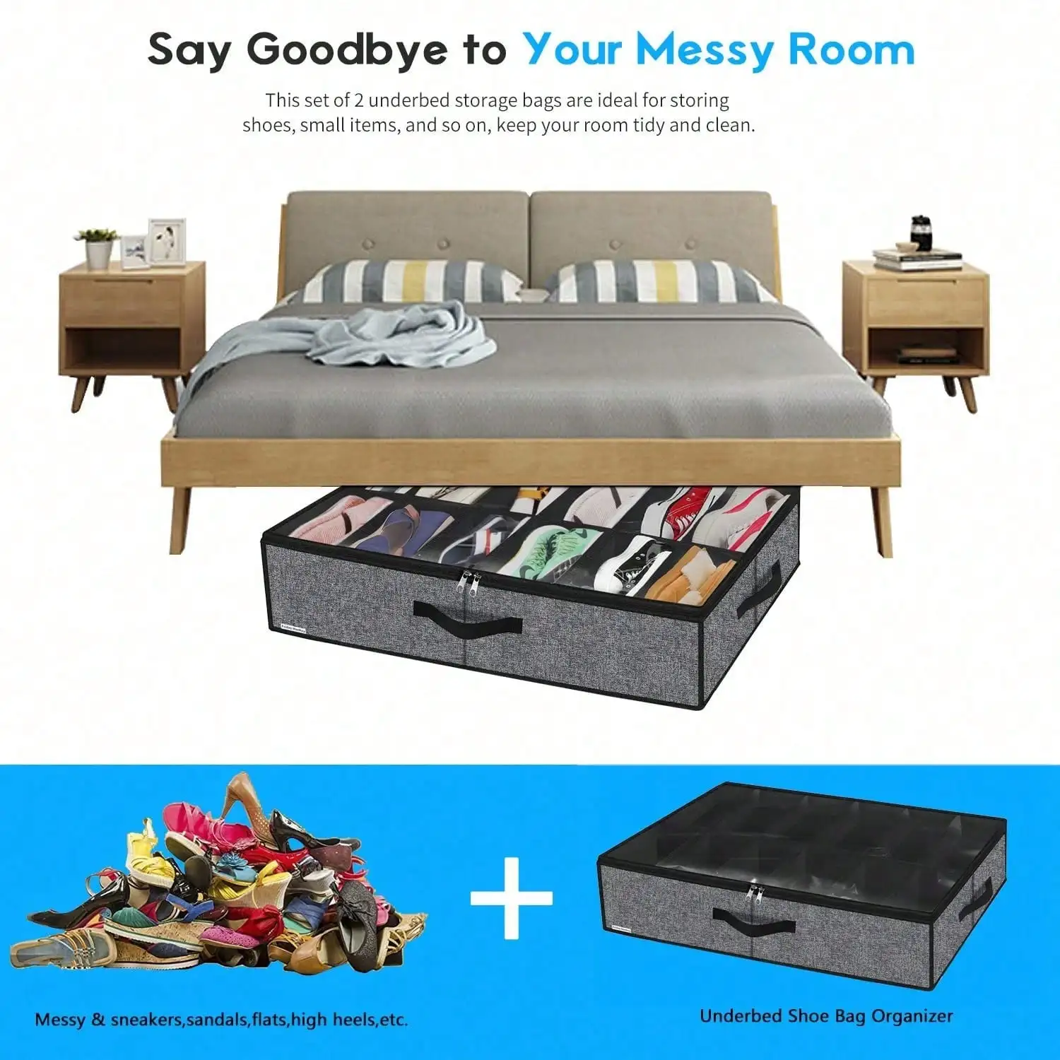 2 Pack Sturdy Under Bed Shoe Storage Organizer With Clear Cover 24 Grids Breathable Dustproof
2 Pack Sturdy Under Bed Shoe Storage Organizer With Clear Cover 24 Grids Breathable Dustproof