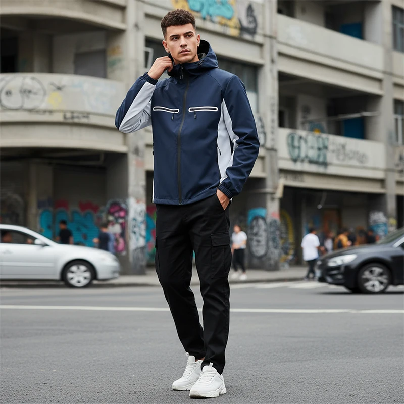 Мужская спортивная уличная куртка с капюшоном, повседневная дышащая свободная универсальная модная контрастная куртка с множеством карманов
Мужская спортивная уличная куртка с капюшоном, повседневная дышащая свободная универсальная модная контрастная куртка с множеством карманов