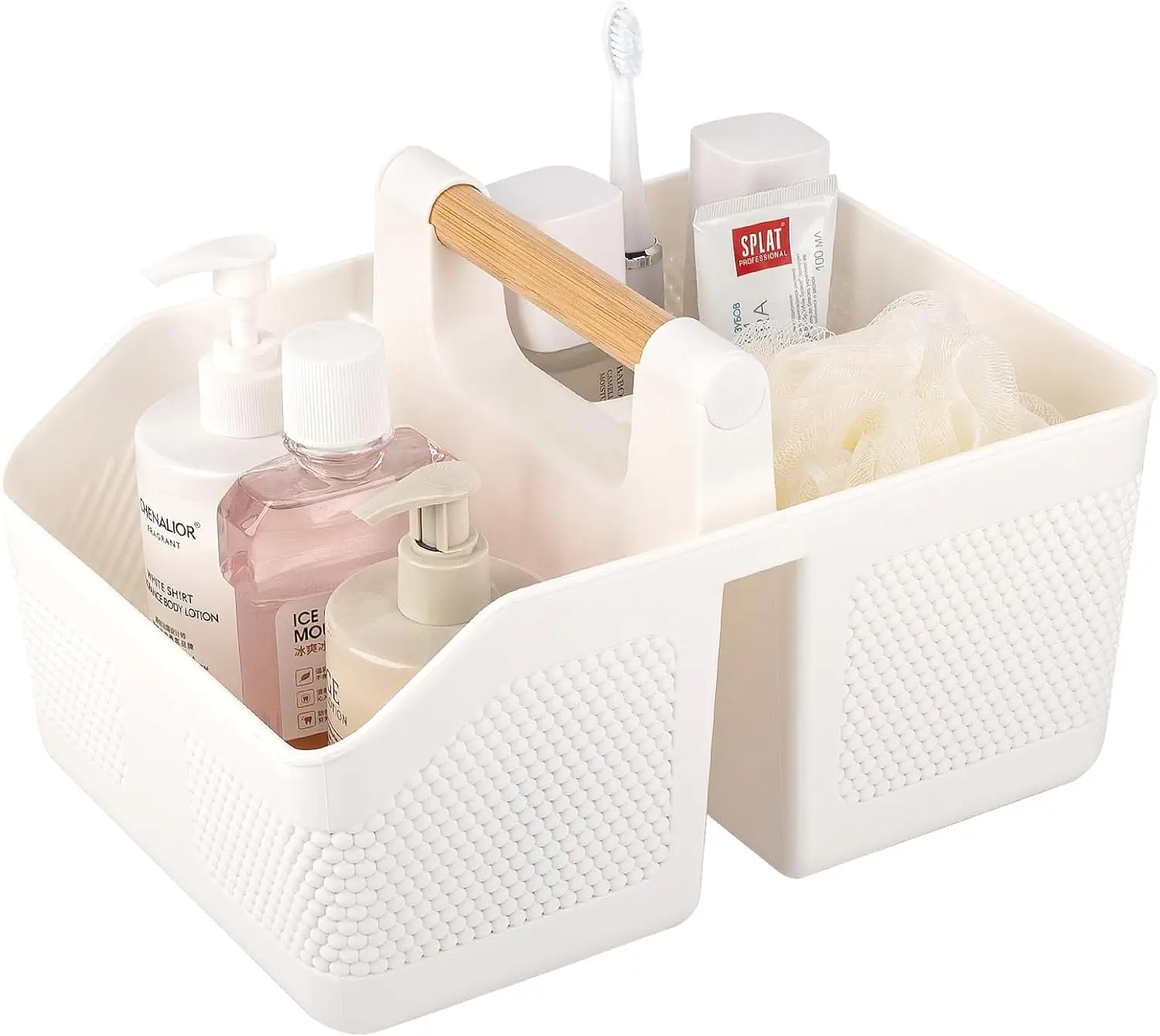 Portable Shower Caddy with Bamboo Handle, Large Capacity Bathroom Organizer for Dorm Essentials, White
Portable Shower Caddy with Bamboo Handle, Large Capacity Bathroom Organizer for Dorm Essentials, White
