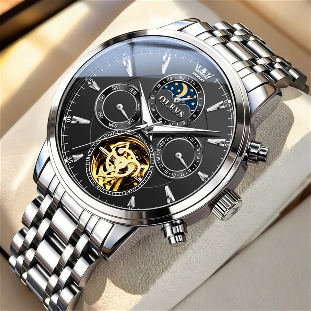OLEVS Waterproof Mechanical Watches Luxury Stainless Steel Watch For Men Tourbillon Multifunctional Automatic Date Wristwatch
OLEVS Waterproof Mechanical Watches Luxury Stainless Steel Watch For Men Tourbillon Multifunctional Automatic Date Wristwatch