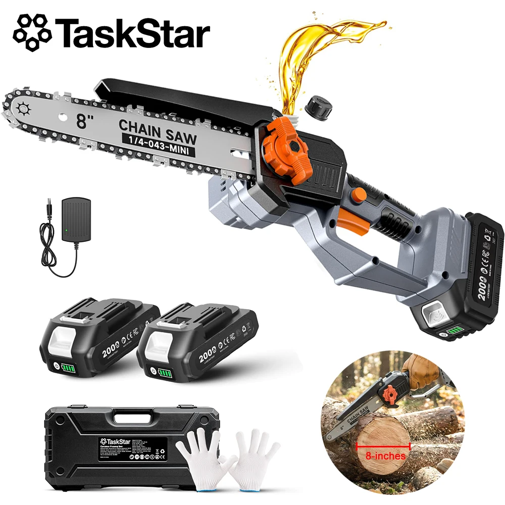 TaskStar 8" Electric Saw 1000W Brushless Motor Gardening Wood Saw For Chopping Trees&Cutting Thick Branches With 2*2.0Ah Battery
TaskStar 8" Electric Saw 1000W Brushless Motor Gardening Wood Saw For Chopping Trees&Cutting Thick Branches With 2*2.0Ah Battery