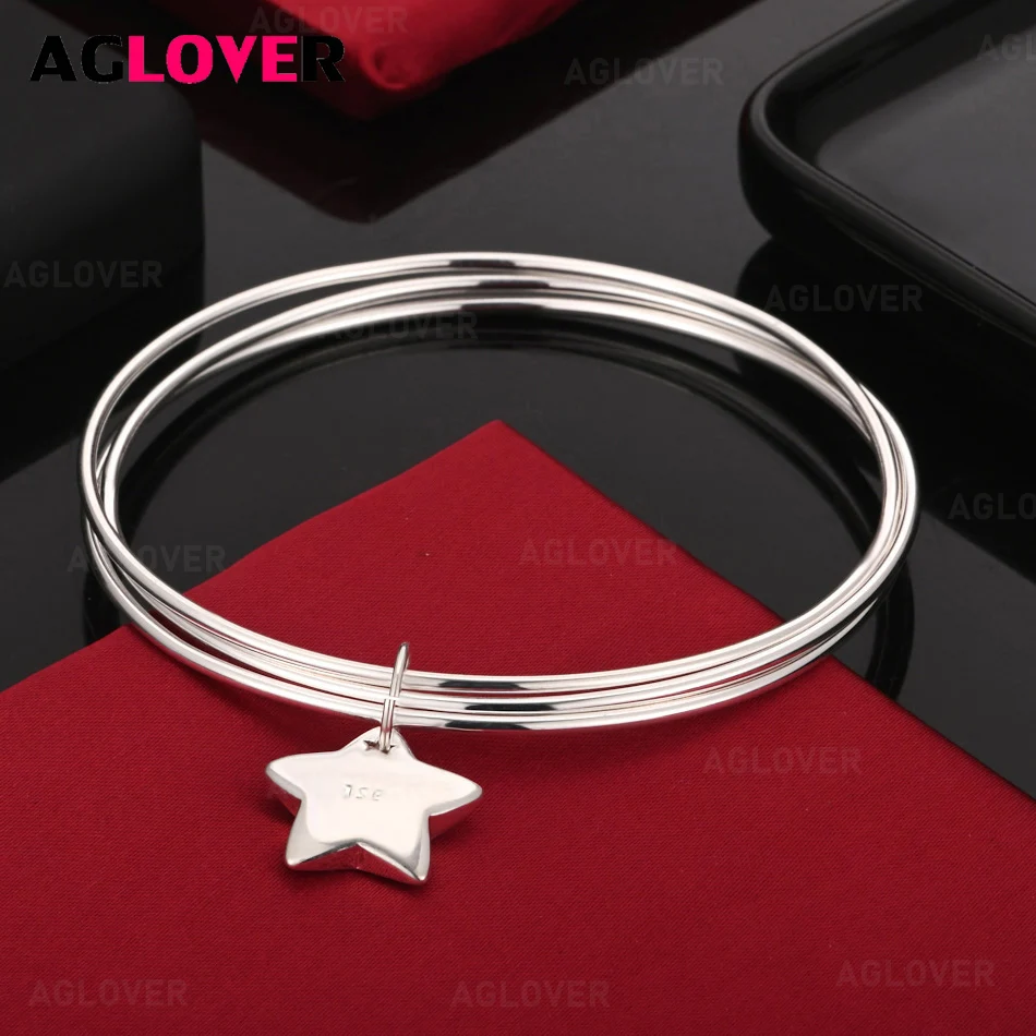AGLOVER 925 Sterling Silver Three-Ring Star Pendant Bracelet Charm Fashion Women Engagement Jewelry
AGLOVER 925 Sterling Silver Three-Ring Star Pendant Bracelet Charm Fashion Women Engagement Jewelry