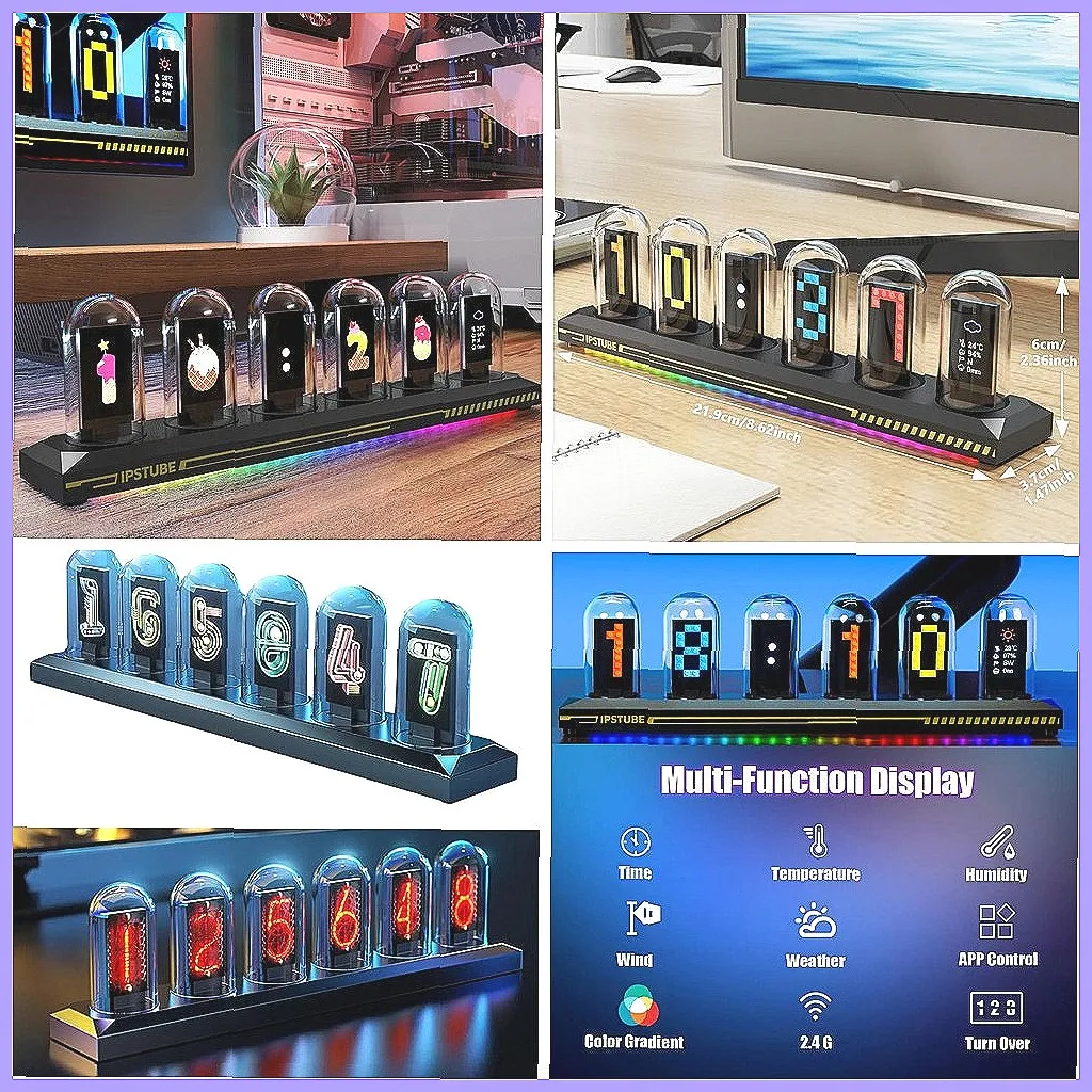 USB Powered RGB Nixie Tube Clock with IPS Screen, Aluminum Metal Desk Clock with Charging Port
USB Powered RGB Nixie Tube Clock with IPS Screen, Aluminum Metal Desk Clock with Charging Port