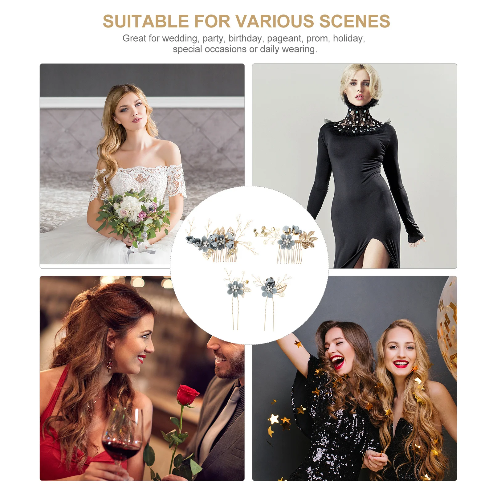 1Set Flower Hair Comb Rhinestone Crystal Hair Shape French Pins for Bridal Wedding Party Dance Cosplay Bun Styling Tool
1Set Flower Hair Comb Rhinestone Crystal Hair Shape French Pins for Bridal Wedding Party Dance Cosplay Bun Styling Tool