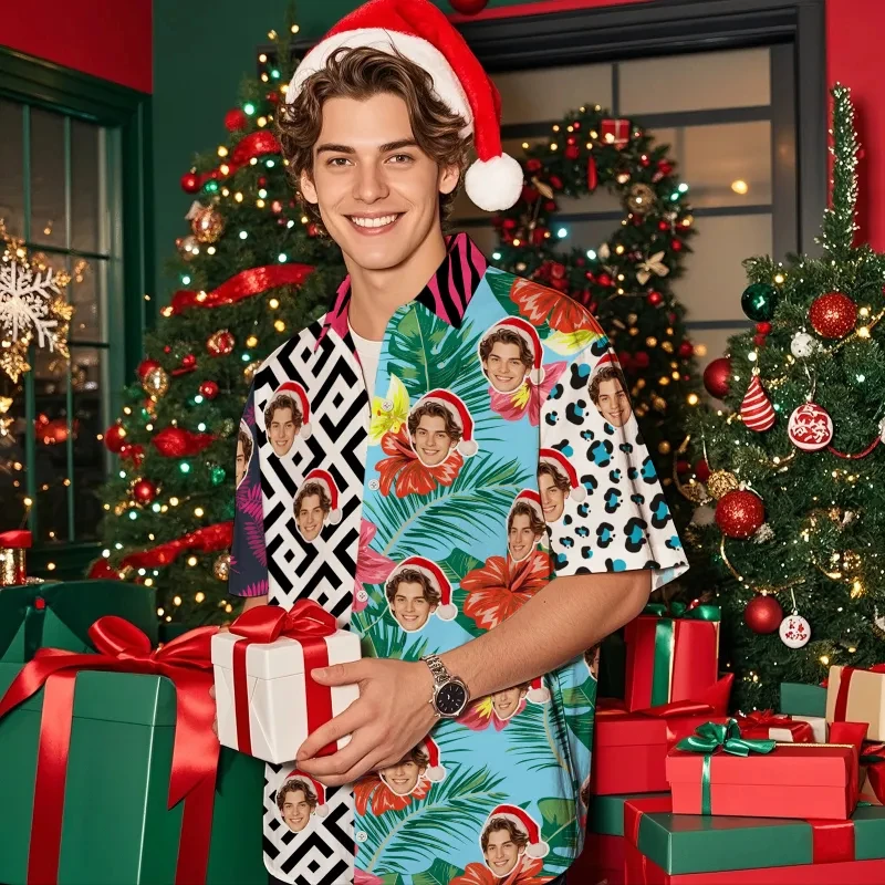 Custom Face Hawaiian Shirts DiyMatching Photo Printed Geometric And Tropical Floral Pattern Aloha Shirt Couple Clothing Gifts
Custom Face Hawaiian Shirts DiyMatching Photo Printed Geometric And Tropical Floral Pattern Aloha Shirt Couple Clothing Gifts