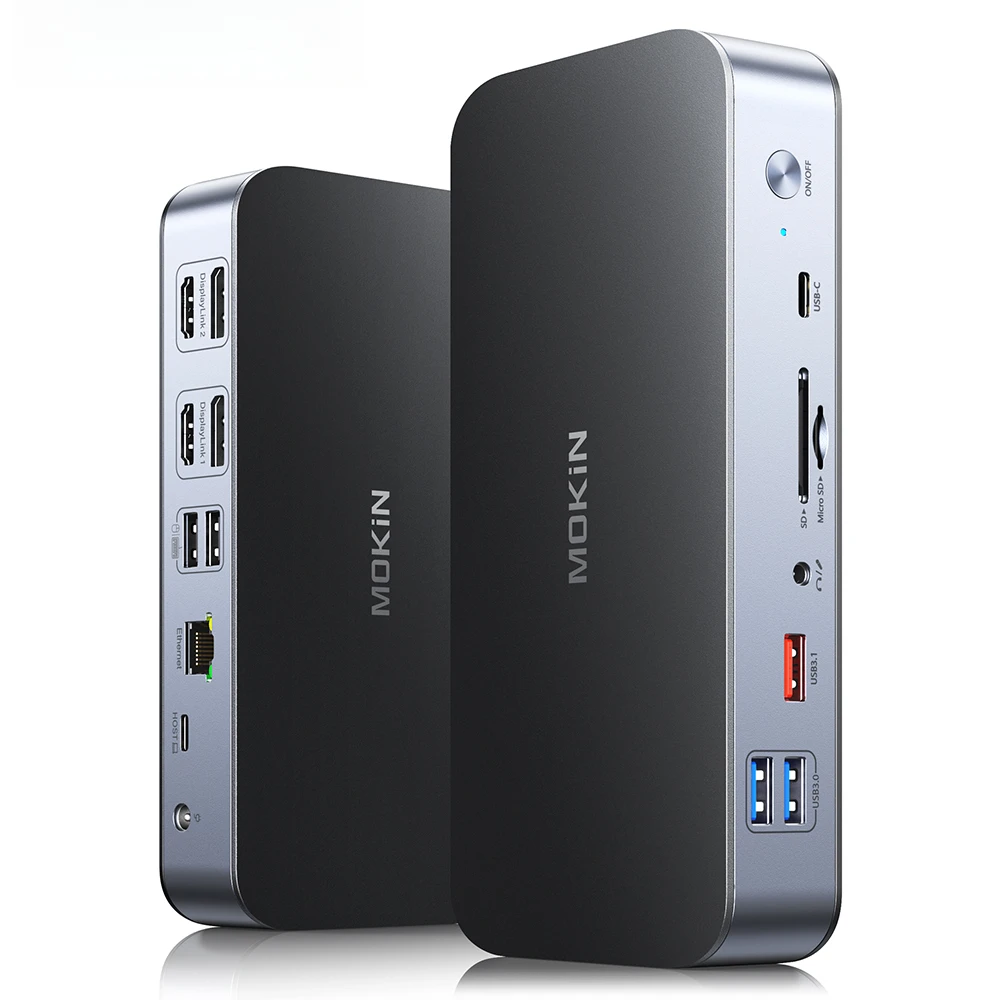 MOKiN 15 in 1 DisplayLink Docking Station 10Gbps USB 3.1 2 HDMI 2 Displayport 120W Power for MacBook Pro Laptop PC Accessories
MOKiN 15 in 1 DisplayLink Docking Station 10Gbps USB 3.1 2 HDMI 2 Displayport 120W Power for MacBook Pro Laptop PC Accessories