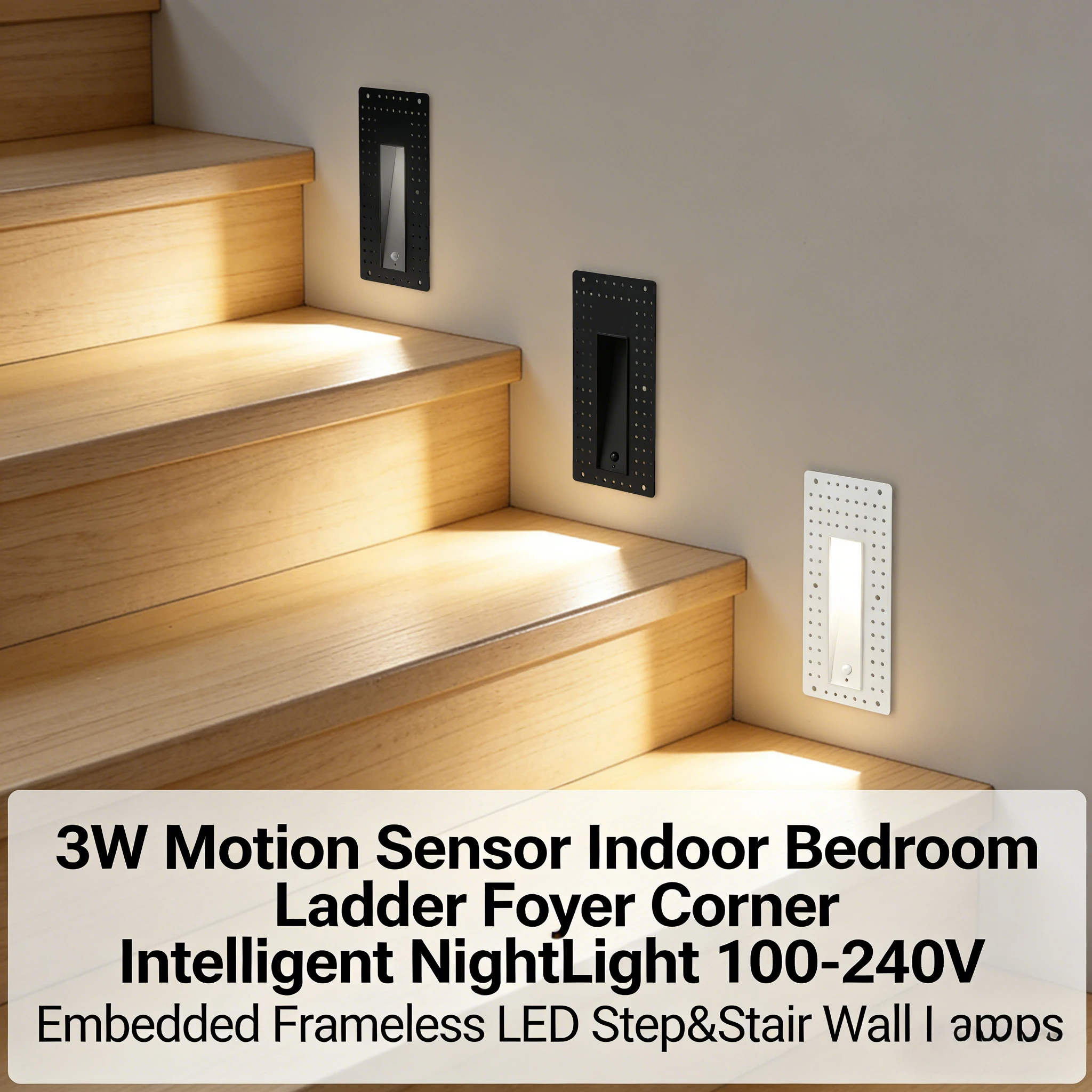 Intelligent Motion Sensor Indoor LED Stair Light 3W 100-240V Frameless Embedded NightLight for Bedroom Foyer Corner Wall Lamp
Intelligent Motion Sensor Indoor LED Stair Light 3W 100-240V Frameless Embedded NightLight for Bedroom Foyer Corner Wall Lamp
