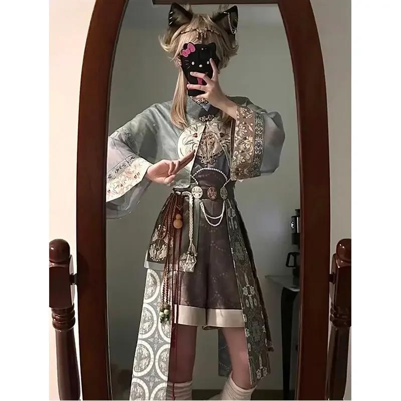 Improved Han Element Shorts Anime Chinese Style Youth Style Pants Set Genuine Deer Ming Hanfu girl's Blue Short Skirt Hanfu Suit
Improved Han Element Shorts Anime Chinese Style Youth Style Pants Set Genuine Deer Ming Hanfu girl's Blue Short Skirt Hanfu Suit