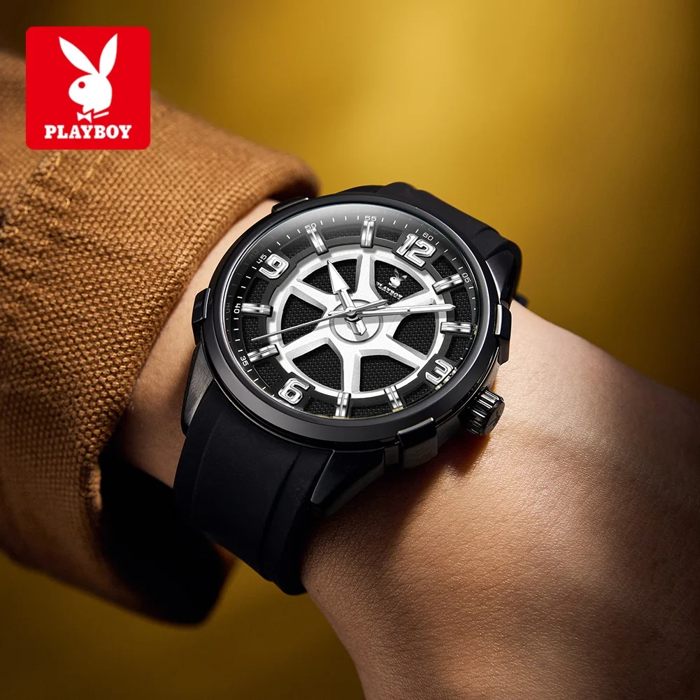 PLAYBOY 3519 Quartz Movement Watch Cool New Style Silicone Strap Luminous Function 30m Waterproof Classic Watch For Men
PLAYBOY 3519 Quartz Movement Watch Cool New Style Silicone Strap Luminous Function 30m Waterproof Classic Watch For Men