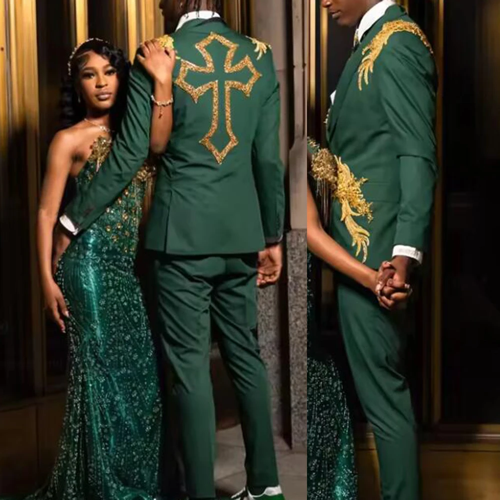 Male Fashion Gold Beaded Appliques Suit Men Formal Dinner Party Tuxedos Customized Man Outfits 2 Piece Sets Groom Banquet Attire
Male Fashion Gold Beaded Appliques Suit Men Formal Dinner Party Tuxedos Customized Man Outfits 2 Piece Sets Groom Banquet Attire