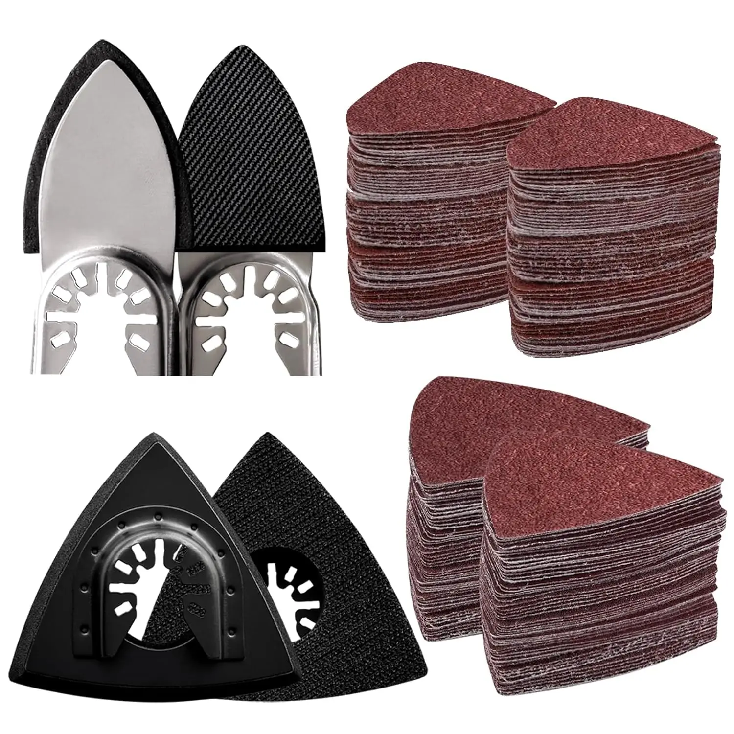 104Pcs Oscillating Tool Sanding Kit with Triangle & Finger Pads, 100Pcs Multitool Sandpaper for Wood and Plaster Finishing
104Pcs Oscillating Tool Sanding Kit with Triangle & Finger Pads, 100Pcs Multitool Sandpaper for Wood and Plaster Finishing