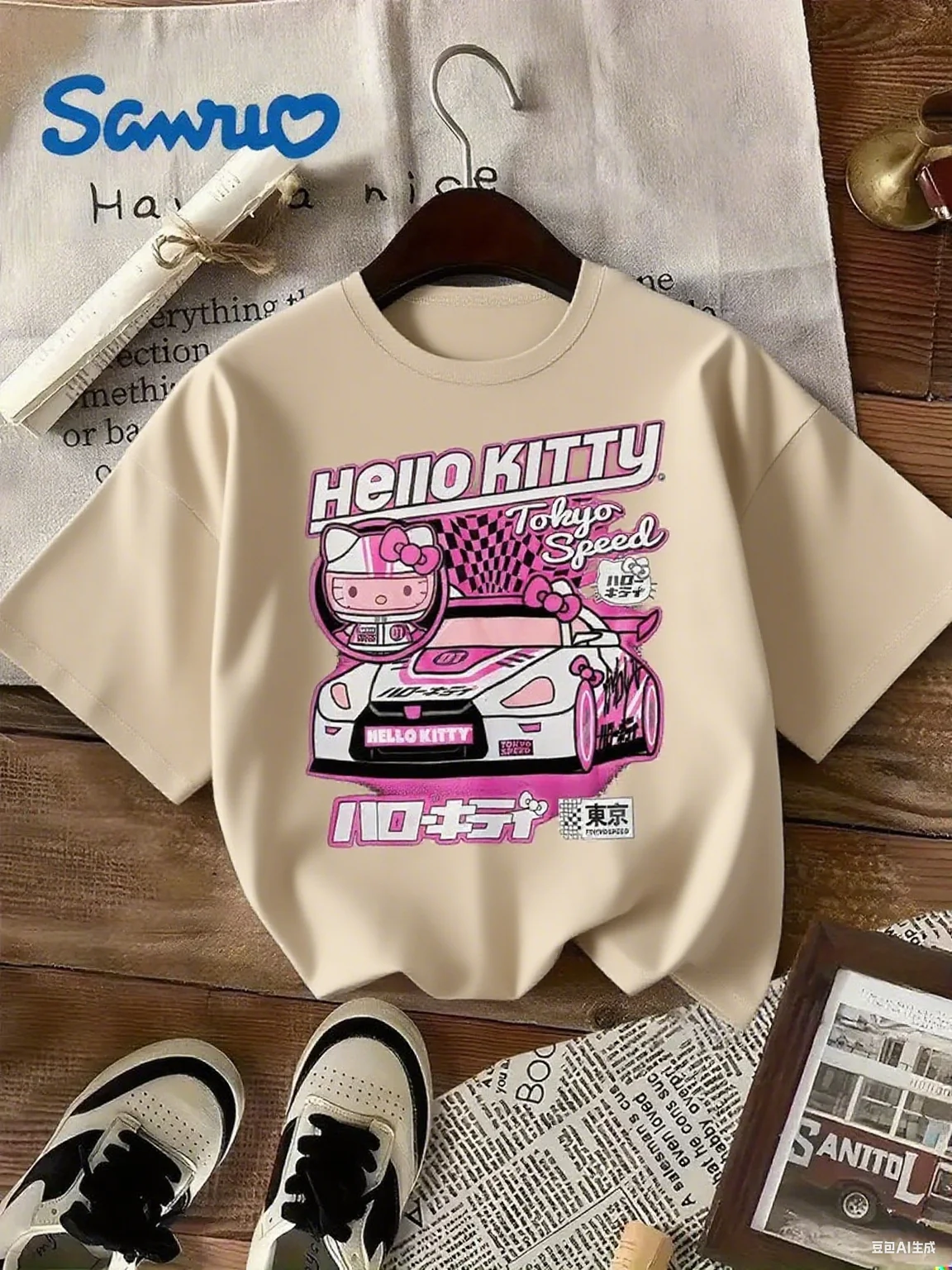 Casual Cotton T Shirt Featuring Sanrio Hello Kitty Racing Kitty with Car and Tokyo Speed Details Print Pure Cotton Comfort
Casual Cotton T Shirt Featuring Sanrio Hello Kitty Racing Kitty with Car and Tokyo Speed Details Print Pure Cotton Comfort