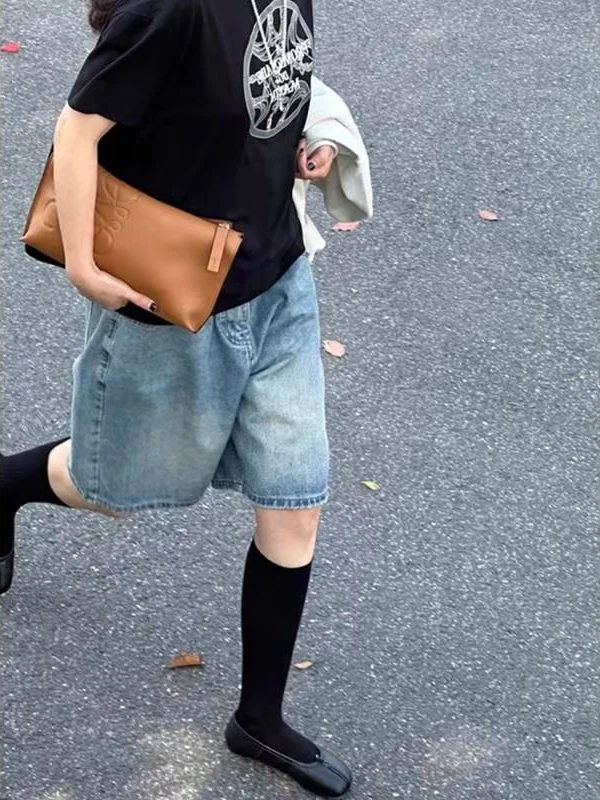 Fashionable High Waist Straight Leg American Style Denim Shorts Women's Spring Design JEWTEN Commute Style Casual Loose Fit
Fashionable High Waist Straight Leg American Style Denim Shorts Women's Spring Design JEWTEN Commute Style Casual Loose Fit