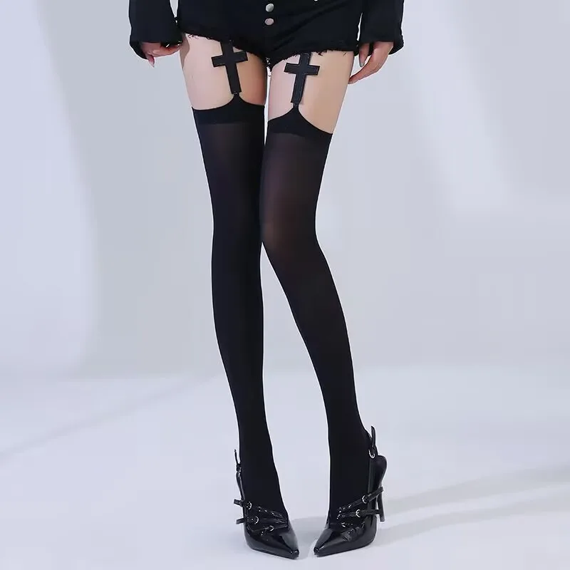 Gothic Punk Black Garter Stockings Cross Straps- Alternative Subculture Socks Unique Design Y2K Cute-Edge Style Knee High Sock
Gothic Punk Black Garter Stockings Cross Straps- Alternative Subculture Socks Unique Design Y2K Cute-Edge Style Knee High Sock