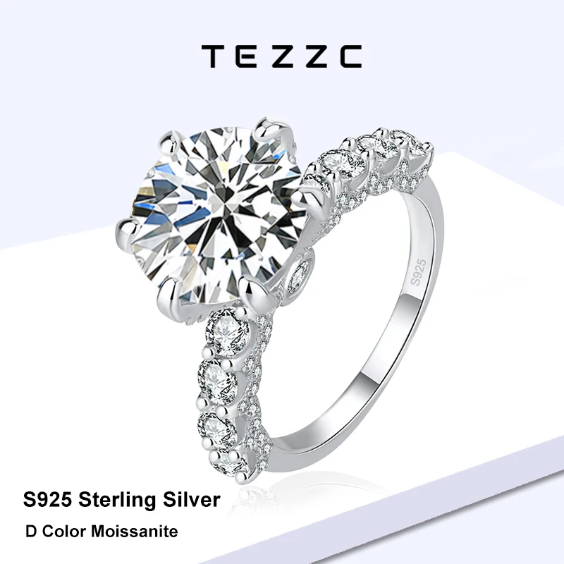 Tezzc 2CT D Color Moissanite Ring 925 Silver Full Pave Side Stones Luxury Wedding Engagement Ring for Women Jewelry Dropshipping
Tezzc 2CT D Color Moissanite Ring 925 Silver Full Pave Side Stones Luxury Wedding Engagement Ring for Women Jewelry Dropshipping
