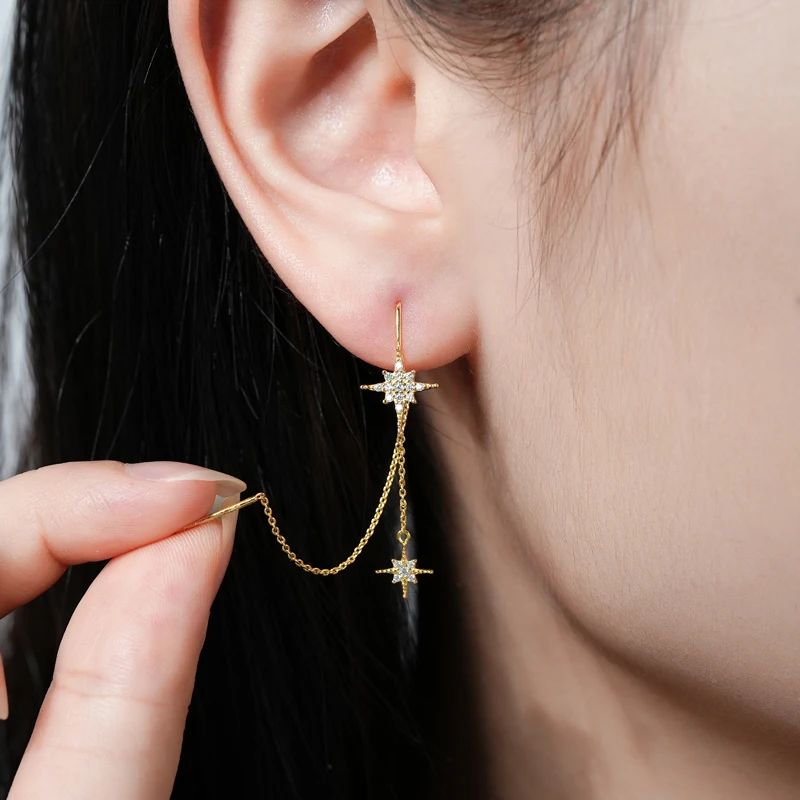 RAPRGOLD Round Moissanite Tassel Chain Star Stud Earrings for Women 925 Sterling Silver Piercing Earring Jewelry Gift Pendientes
RAPRGOLD Round Moissanite Tassel Chain Star Stud Earrings for Women 925 Sterling Silver Piercing Earring Jewelry Gift Pendientes