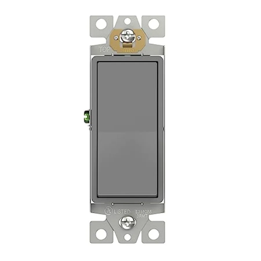 Decorator Paddle Light Switch, Residential Grade, 15A 120V-277V, Gloss Finish, Grounding Screw, Back Insert and Side Terminals,
Decorator Paddle Light Switch, Residential Grade, 15A 120V-277V, Gloss Finish, Grounding Screw, Back Insert and Side Terminals,