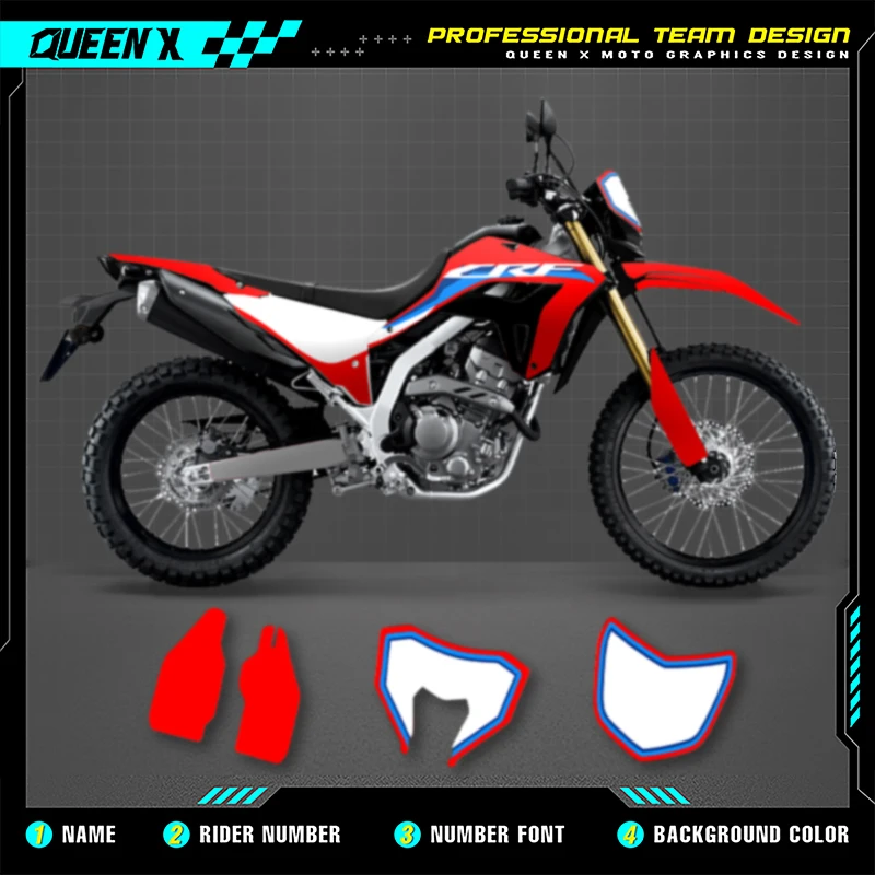 Queen X MOTOR For Honda CRF300L 202021 2022 2023 Motorcycle Decal Stickers Kits Number Name Backgrounds Custom
Queen X MOTOR For Honda CRF300L 202021 2022 2023 Motorcycle Decal Stickers Kits Number Name Backgrounds Custom