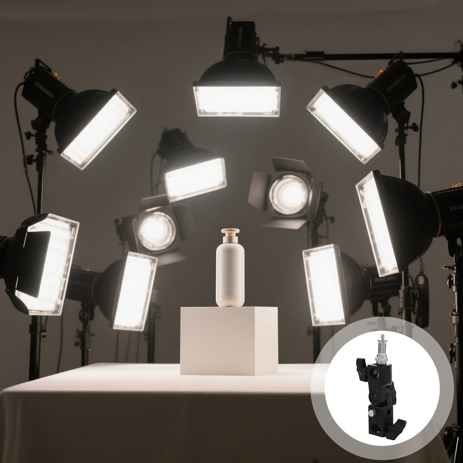 Photography Light Stand Clamp with Universal Umbrella Holder Compact Multifunctional Extension Bracket for Stable Flash Support
Photography Light Stand Clamp with Universal Umbrella Holder Compact Multifunctional Extension Bracket for Stable Flash Support