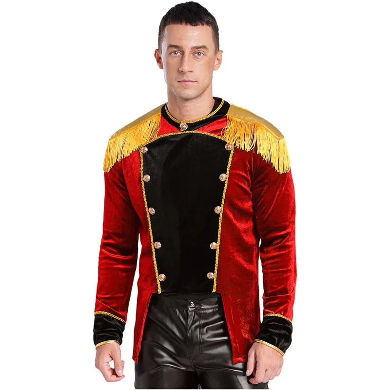 Adult Men Circus Ringmaster Costume Halloween Circus Cosplay Costume Golden Fringe Epaulet Velvet Coat Holiday Performance Tops
Adult Men Circus Ringmaster Costume Halloween Circus Cosplay Costume Golden Fringe Epaulet Velvet Coat Holiday Performance Tops